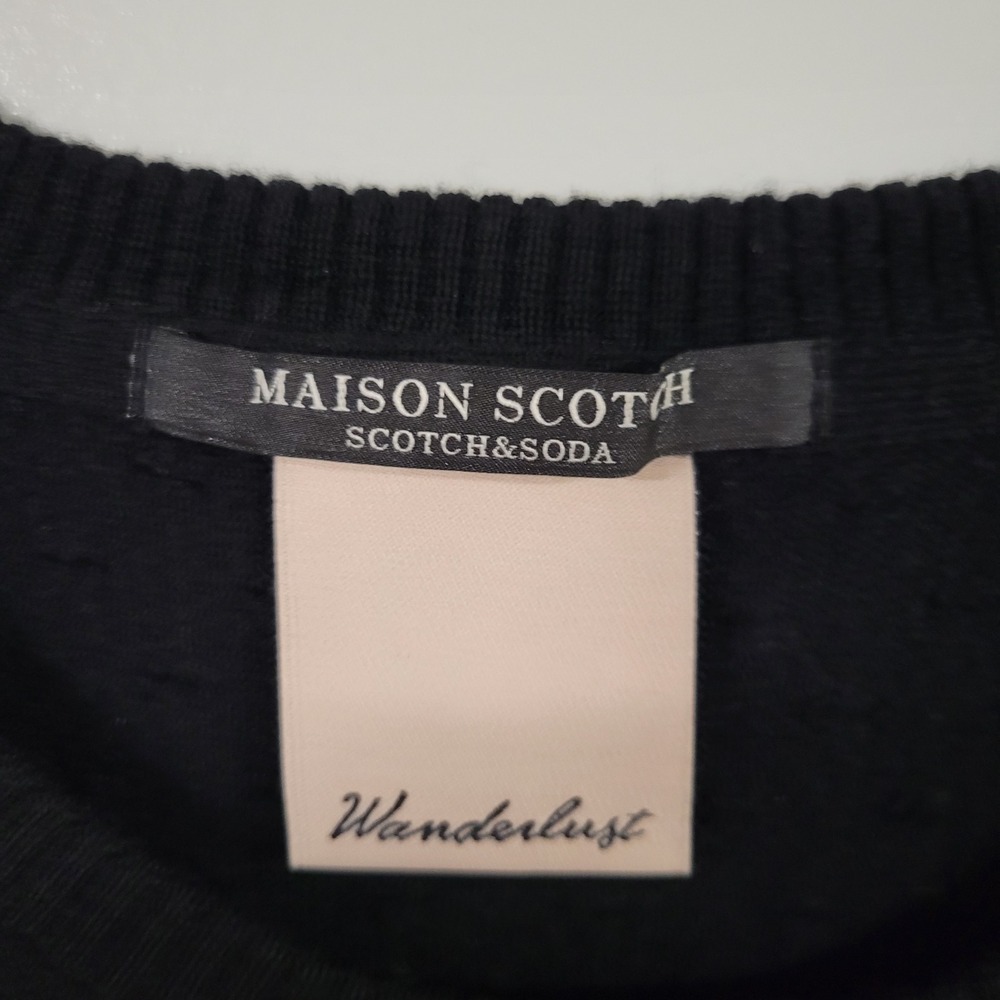 Maison Scotch Scotch & Soda Wanderlust Black Dot Textured Knit Sweater Size 2 - Picture 4 of 9
